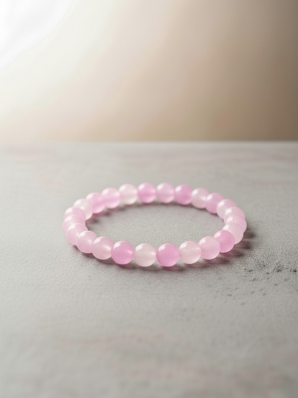 Rose Quartz Pink Beaded Stretch Bracelet